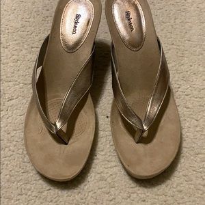 Gold wedge sandals size 10